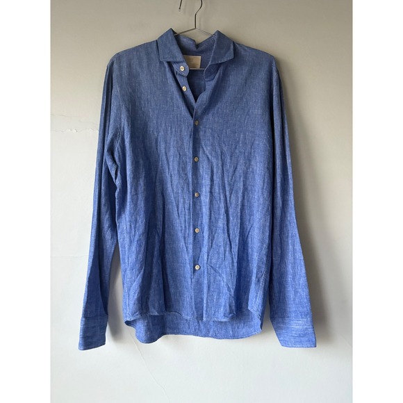 Scotch & Soda Other - Scotch & Soda Blue Linen Blend Long Sleeve Button Down Shirt Size Large